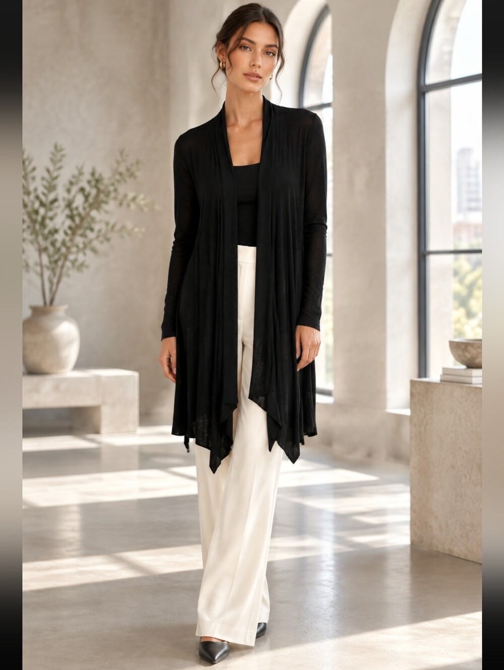 Splash Elegant Black Long Sleeve Cardigan Size Medium
